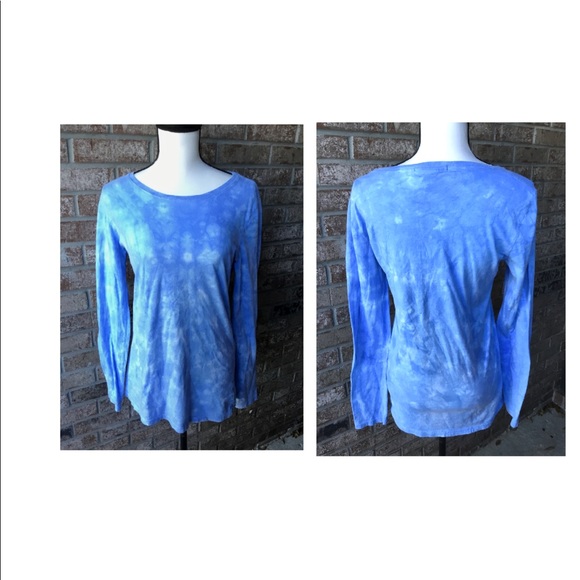 💐Blue Tie Dye Crew Neck Tee - Picture 2 of 5